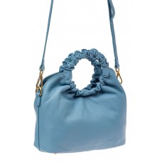 На фото 1 - Сумка женская ring-bag из натуральной кожи, цвет голубой