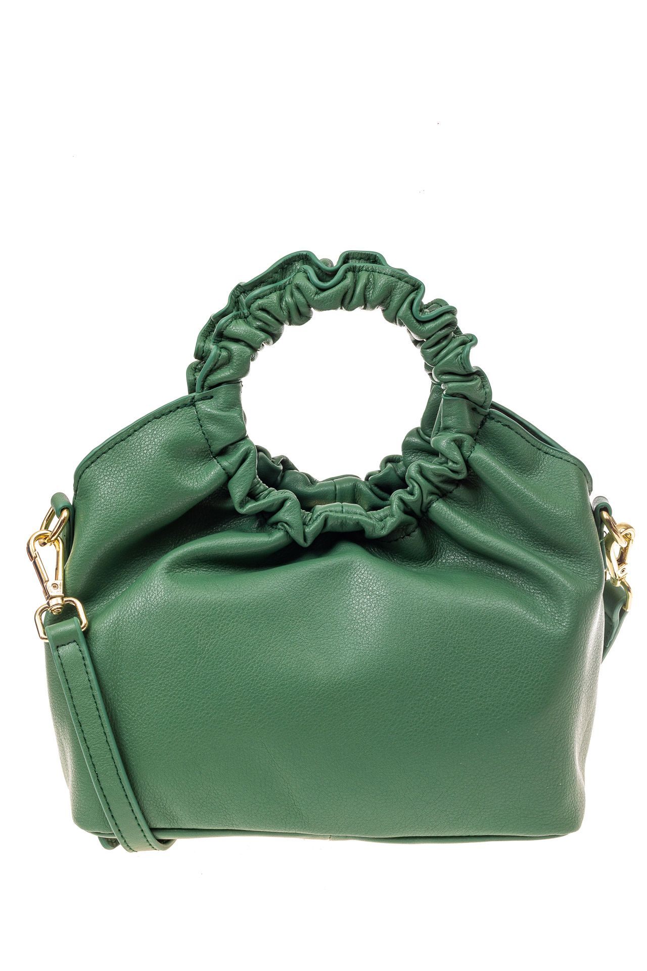На фото 3 - Сумка женская ring-bag из натуральной кожи, цвет зеленый