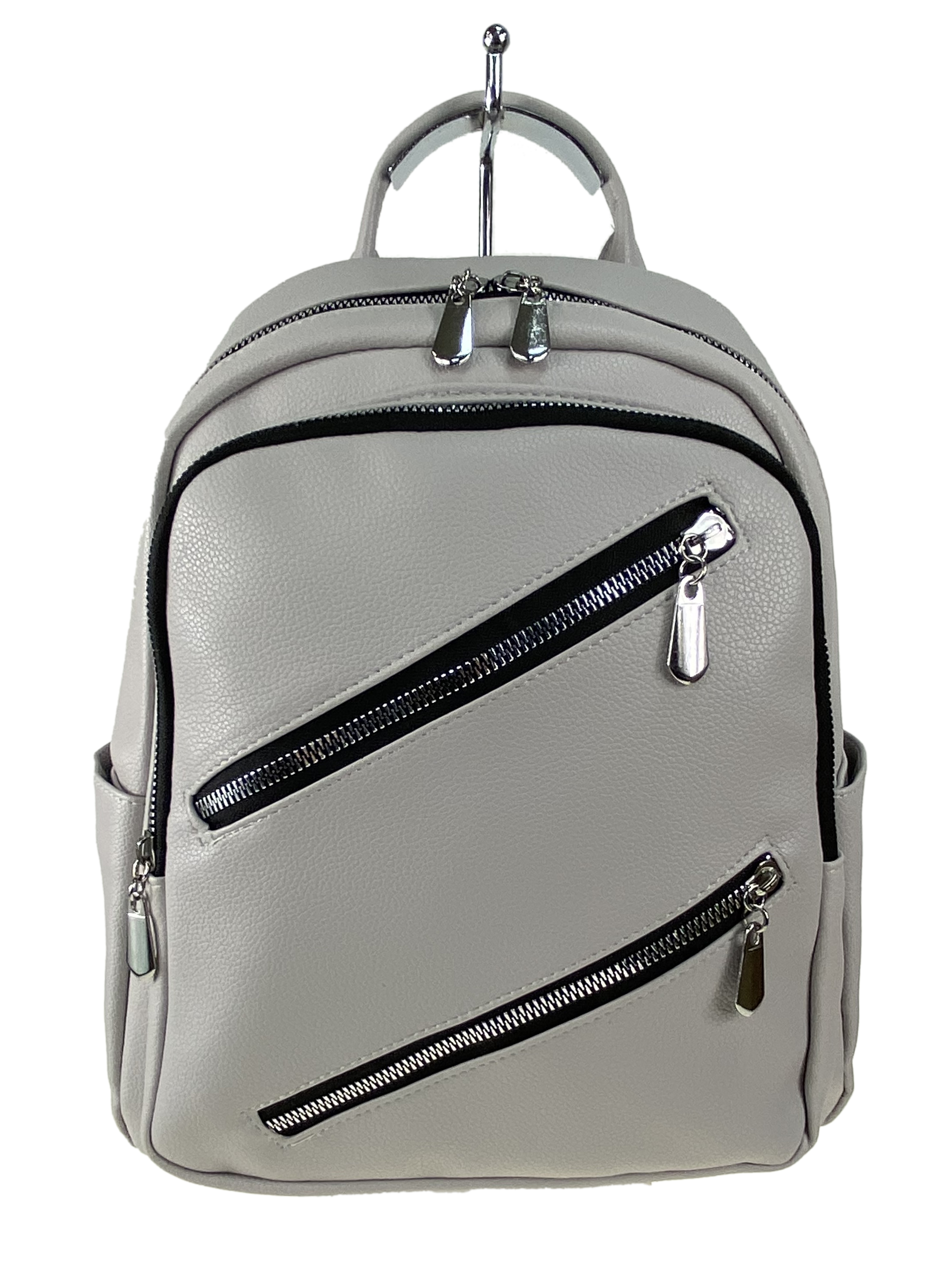 На фото 2 - Женская рюкзак  из искусственной кожи, цвет серый