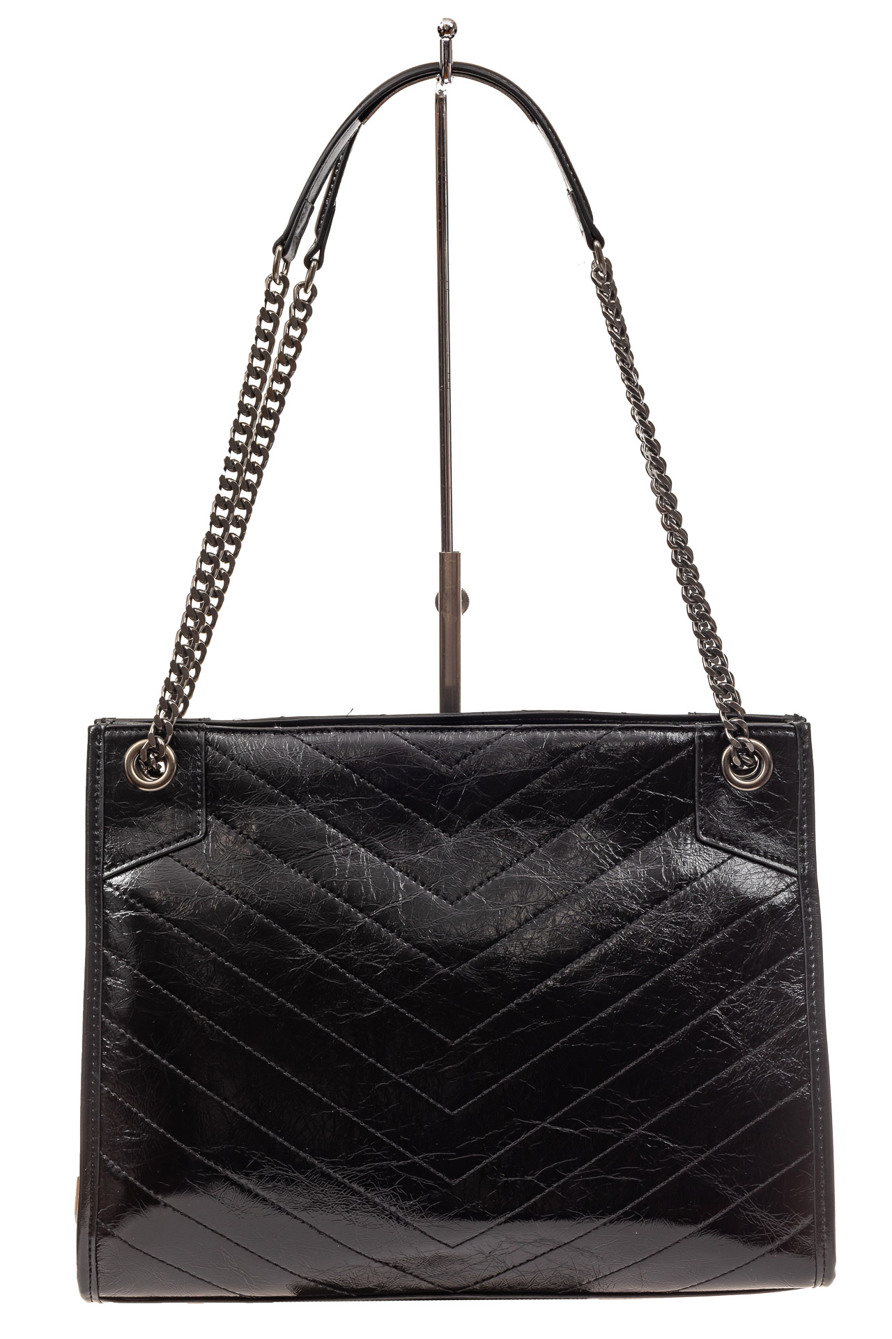 На фото 3 - Стеганая сумка женская из натуральной кожи, цвет черный