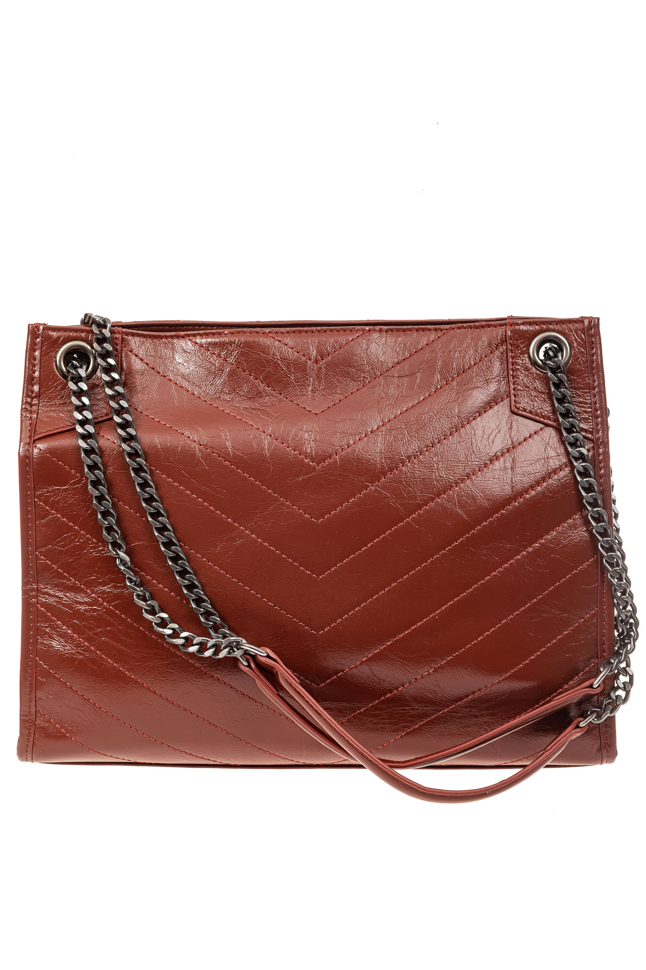 На фото 2 - Стеганая сумка женская из натуральной кожи, цвет красно-коричневый