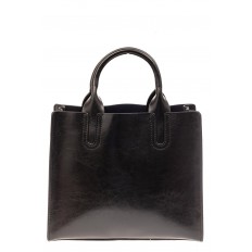 На фото 2 - Женская сумка тоут из натуральной кожи, цвет черный