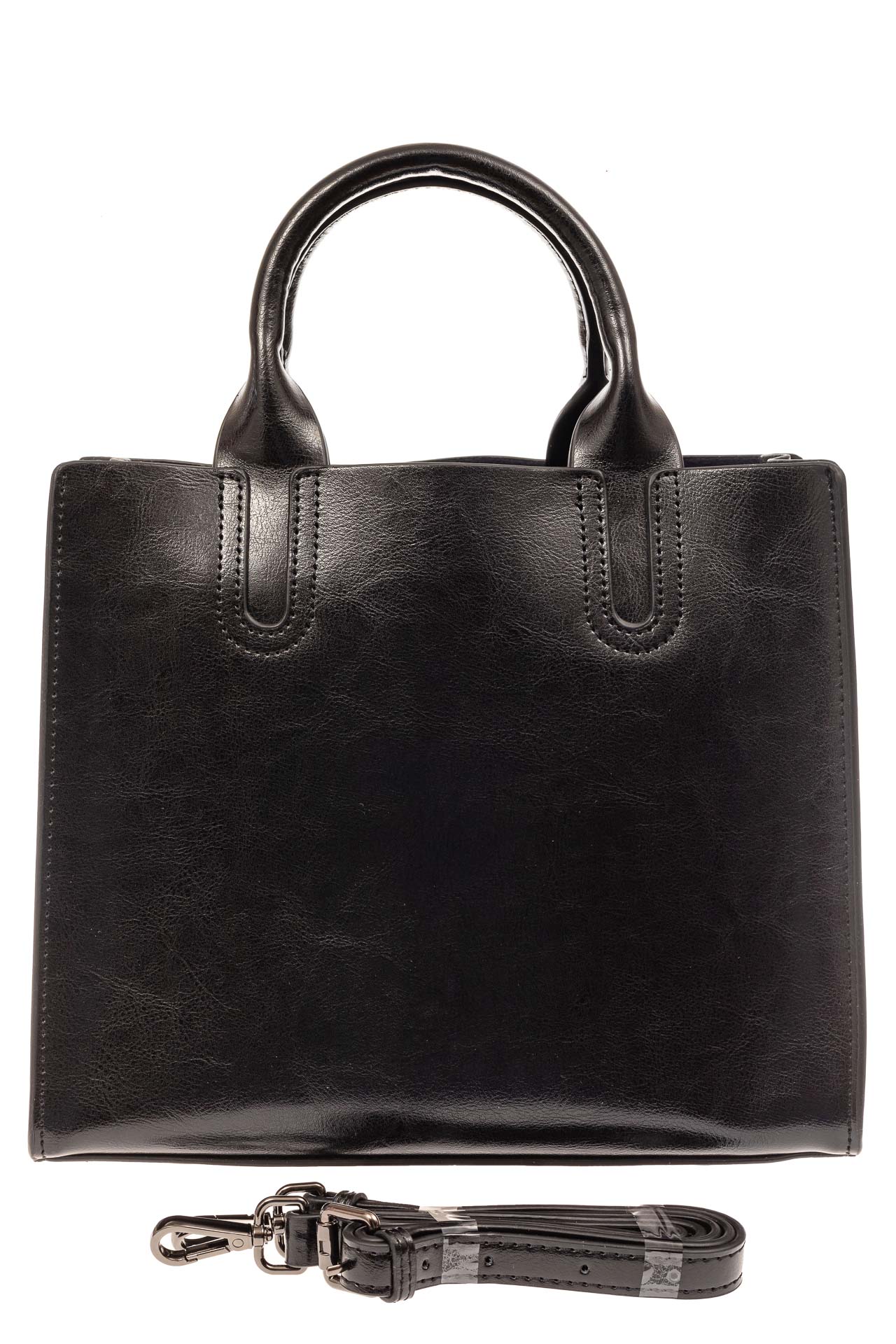 На фото 3 - Женская сумка тоут из натуральной кожи, цвет черный