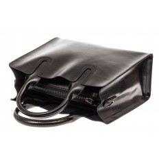 На фото 4 - Женская сумка тоут из натуральной кожи, цвет черный