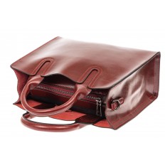 На фото 4 - Женская сумка тоут из натуральной кожи, цвет бордовый