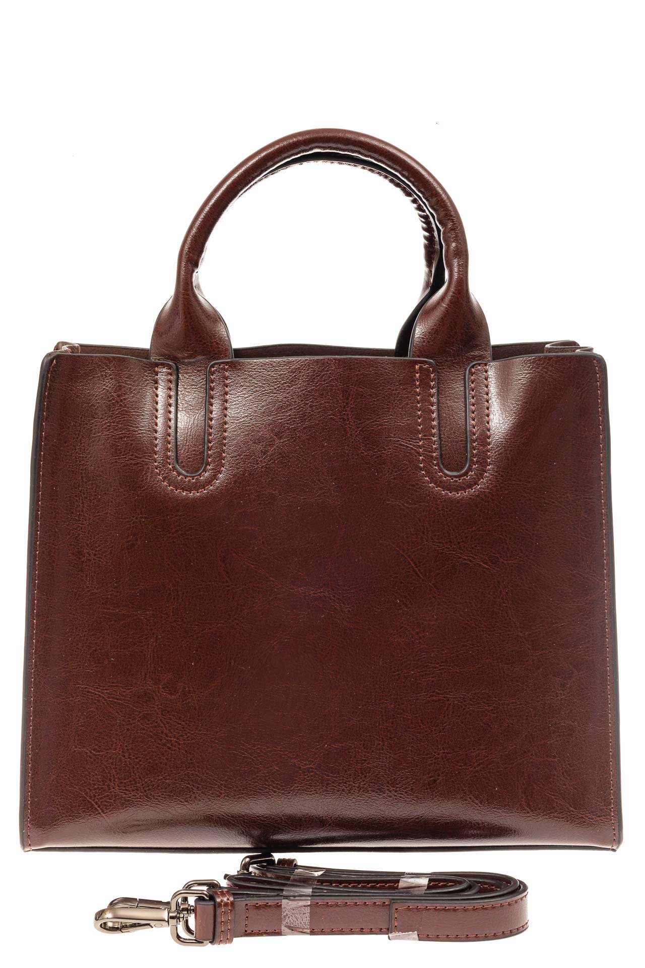 На фото 3 - Женская сумка тоут из натуральной кожи, цвет шоколад