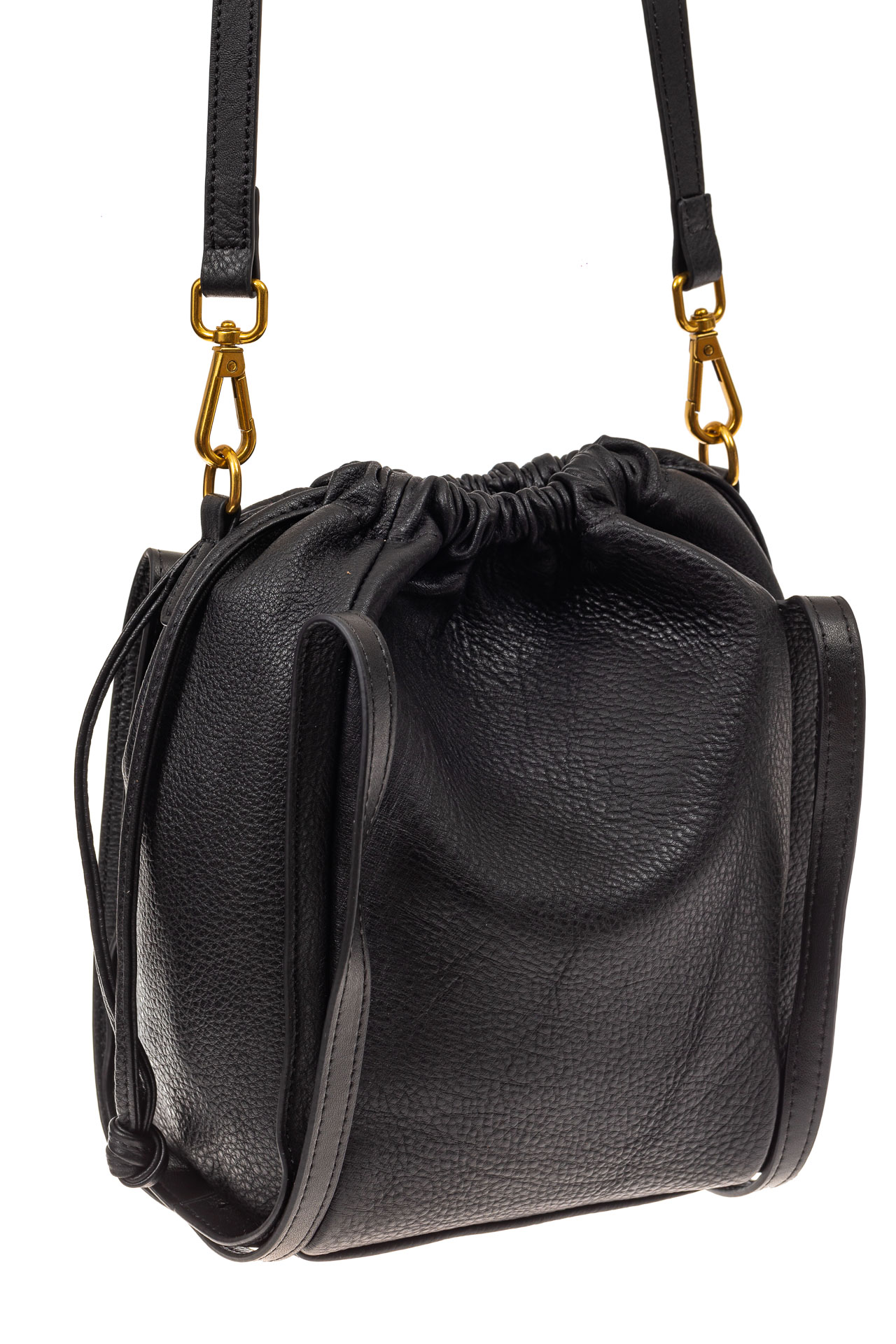 На фото 1 - Сумка женская торба из натуральной кожи, цвет черный