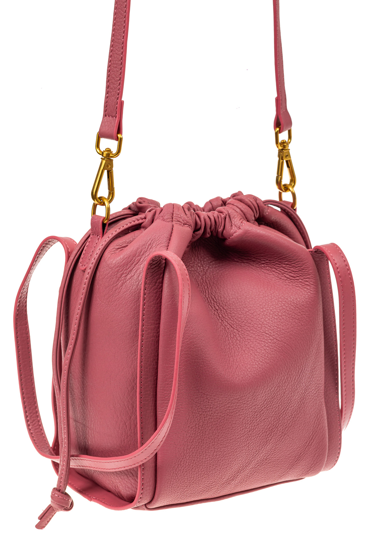 На фото 1 - Сумка женская торба из натуральной кожи, цвет розовый