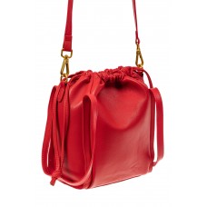 На фото 1 - Сумка женская торба из натуральной кожи, цвет красный