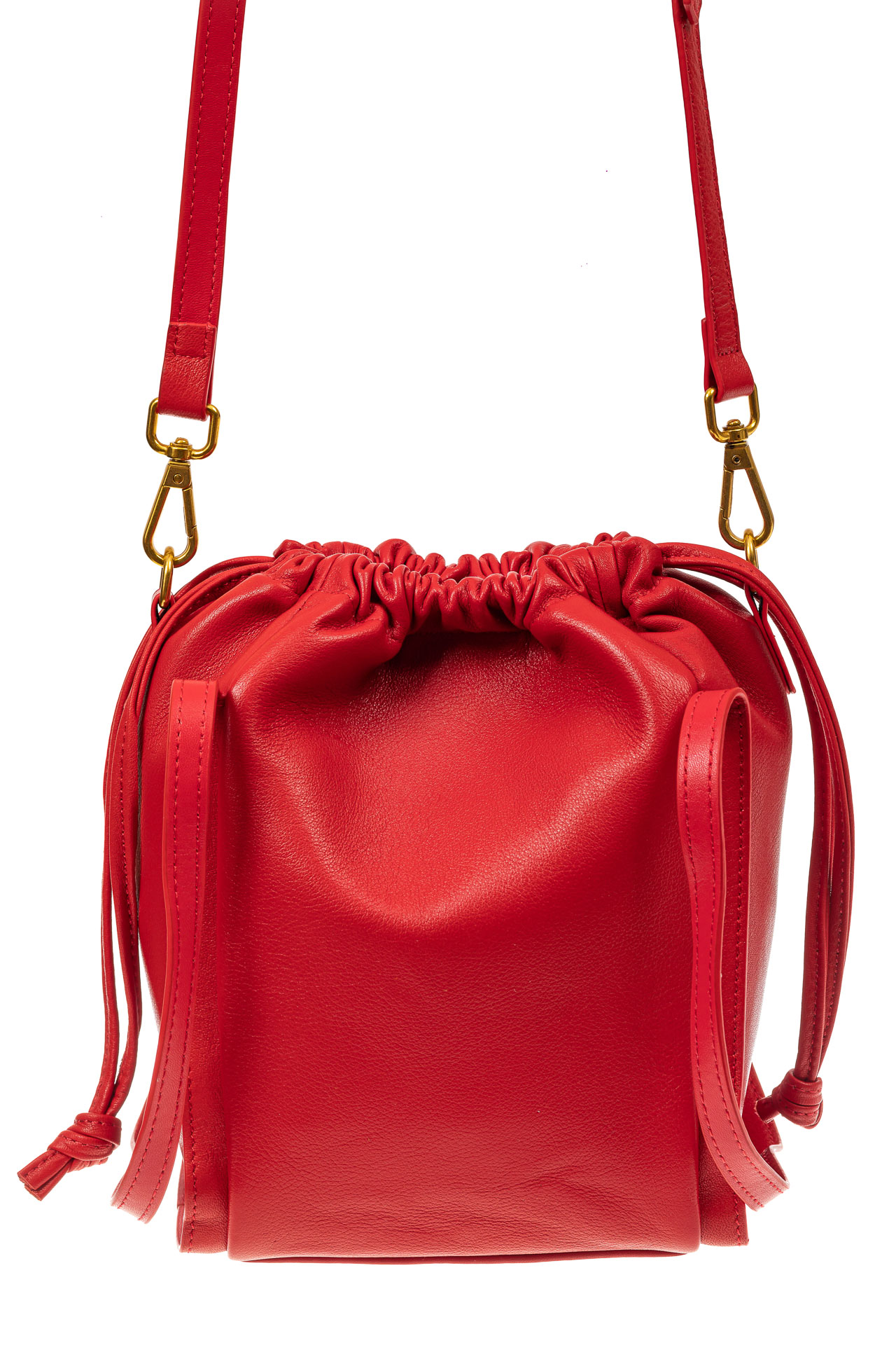 На фото 2 - Сумка женская торба из натуральной кожи, цвет красный