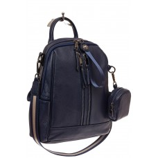 На фото 1 - Модный рюкзак из натуральной кожи, цвет синий