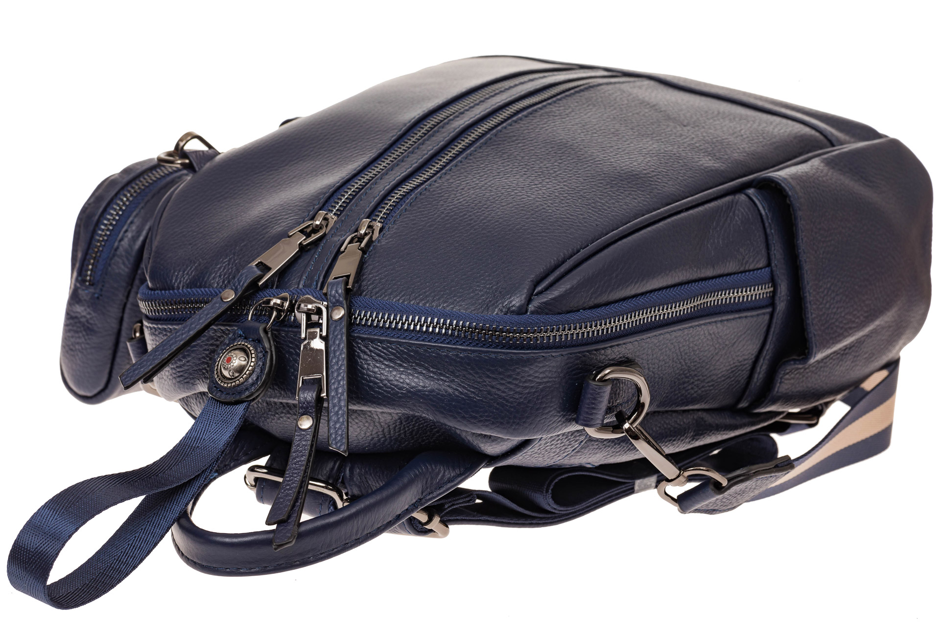На фото 3 - Модный рюкзак из натуральной кожи, цвет синий