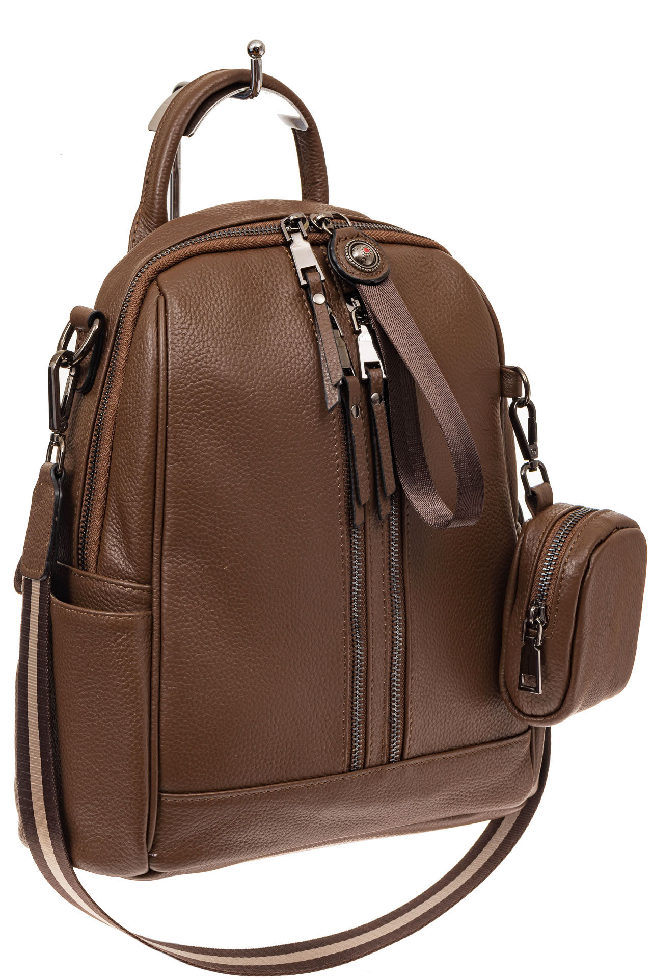 На фото 1 - Модный рюкзак из натуральной кожи, цвет коричневый