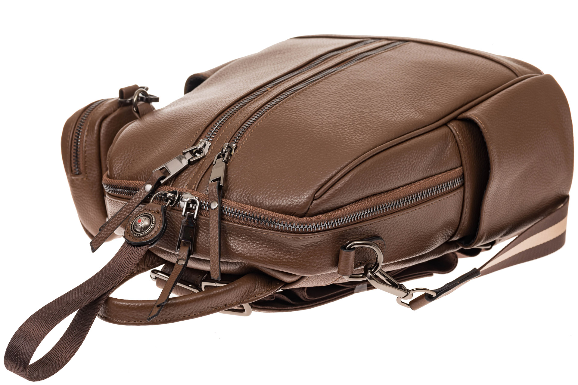 На фото 3 - Модный рюкзак из натуральной кожи, цвет коричневый