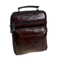 На фото 1 - Сумка мужская из натуральной кожи, цвет коричневый
