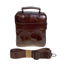 На фото 2 - Сумка мужская из натуральной кожи, цвет коричневый