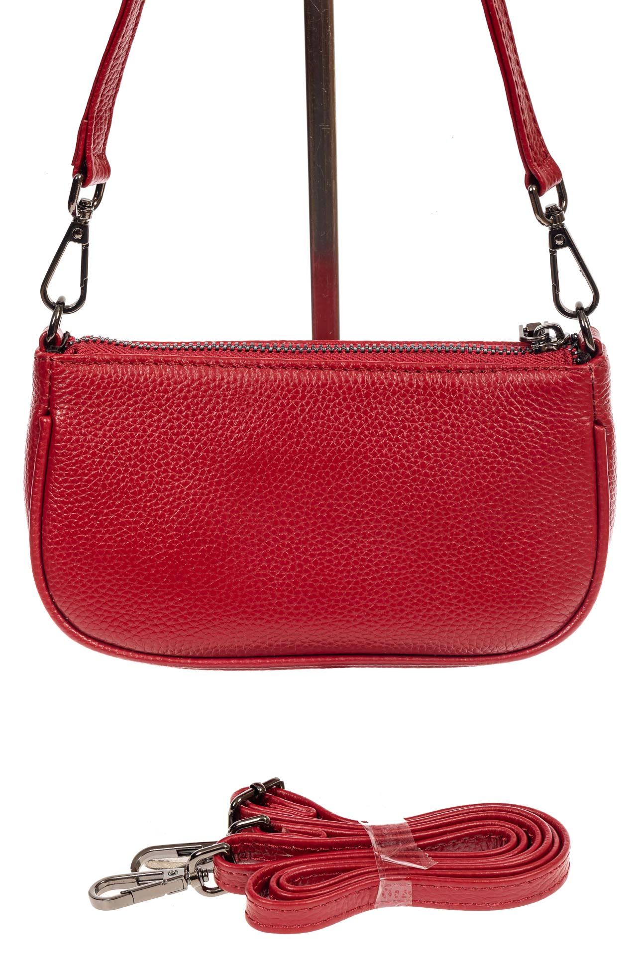 На фото 3 - Женская сумочка-малышка из натуральной кожи, цвет бордовый