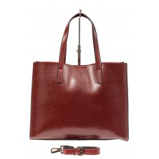 На фото 3 - Женская сумка тоут из натуральной кожи, цвет бордовый