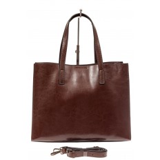 На фото 3 - Женская сумка тоут из натуральной кожи, цвет шоколадный