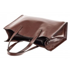 На фото 4 - Женская сумка тоут из натуральной кожи, цвет шоколадный