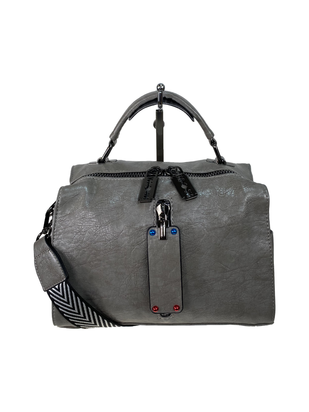 На фото 3 - Женская сумка-рюкзак трансформер из искусственной кожи, цвет серый