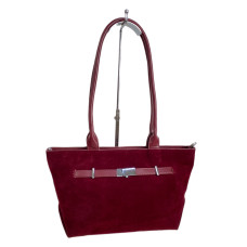 На фото 1 - Женская сумка из искусственной замши, цвет бордовый