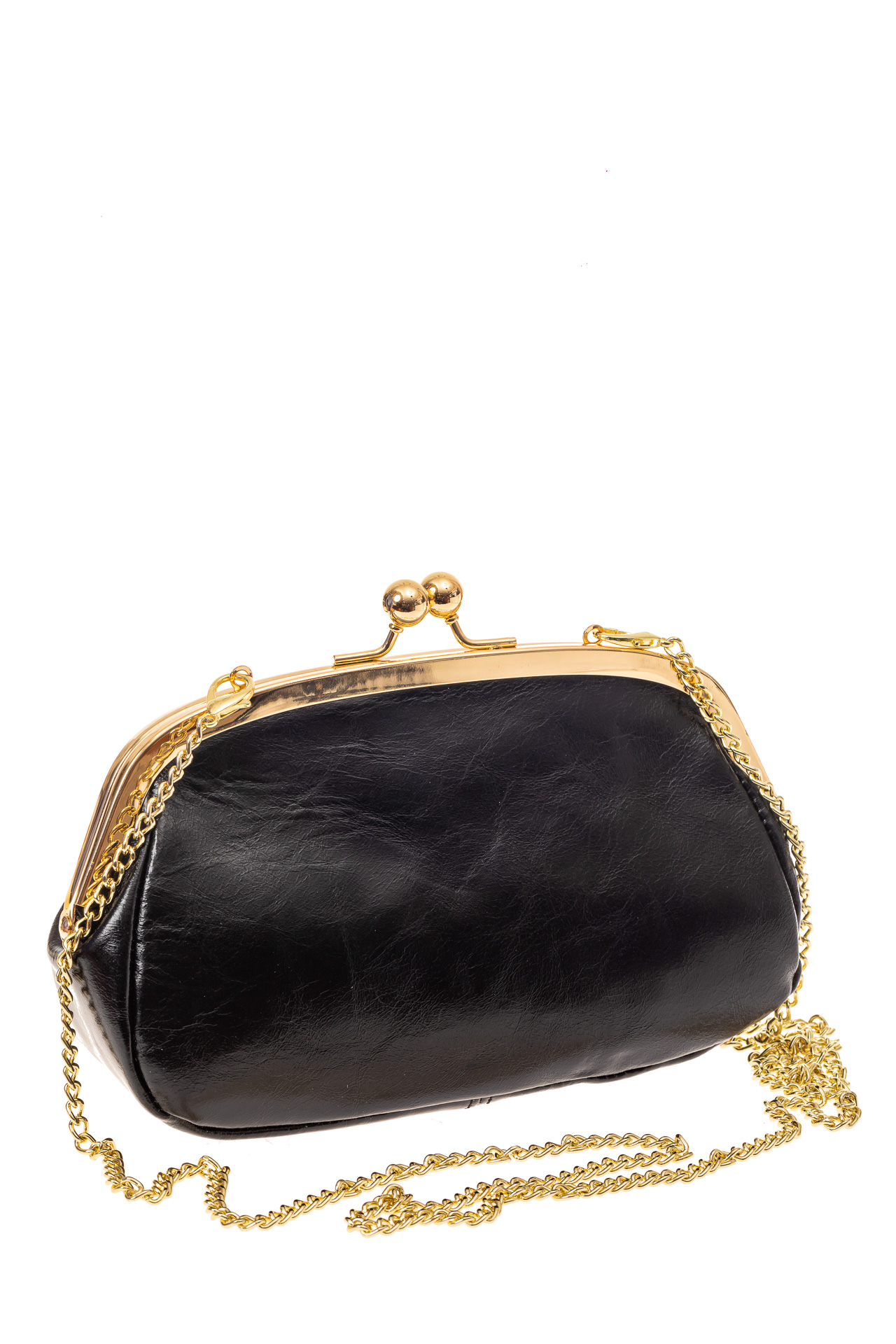 На фото 1 - Женская вечерняя сумочка с фермуаром, цвет черный