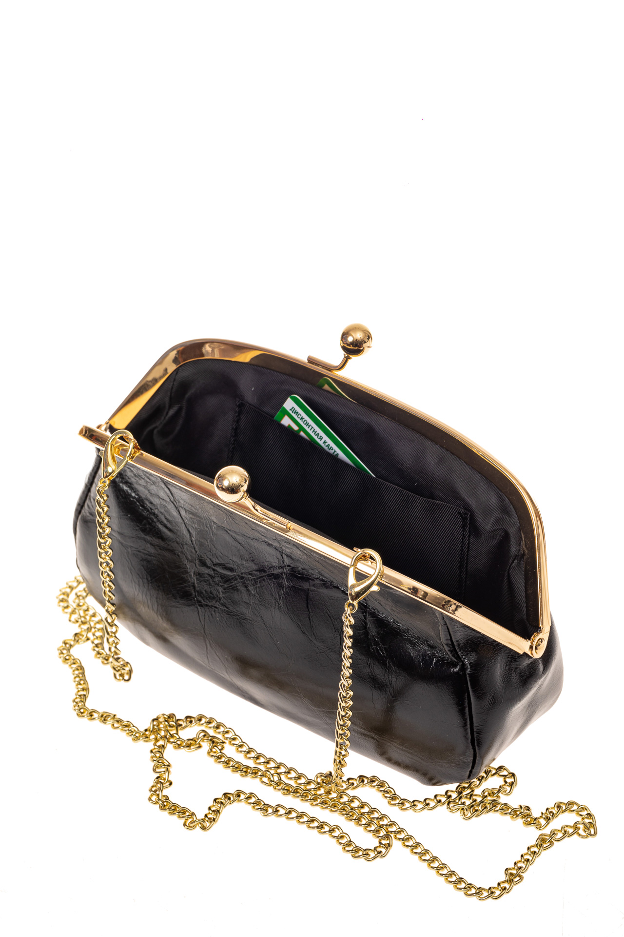 На фото 3 - Женская вечерняя сумочка с фермуаром, цвет черный