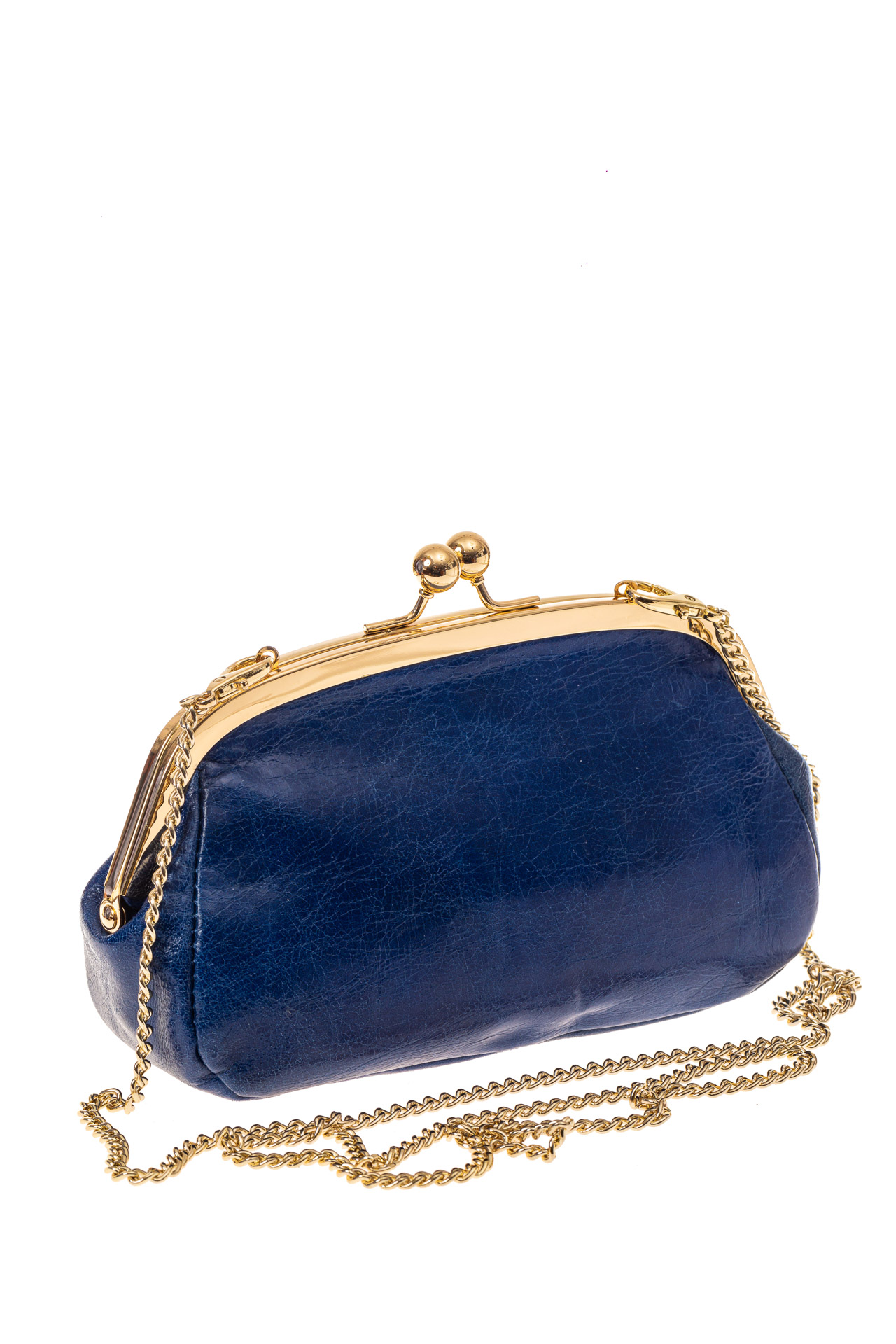 На фото 1 - Женская вечерняя сумочка с фермуаром, цвет синий