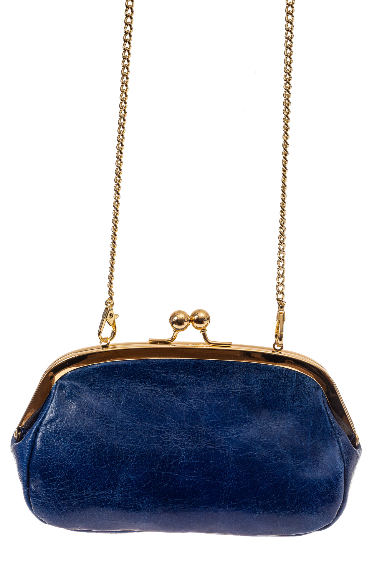 На фото 2 - Женская вечерняя сумочка с фермуаром, цвет синий