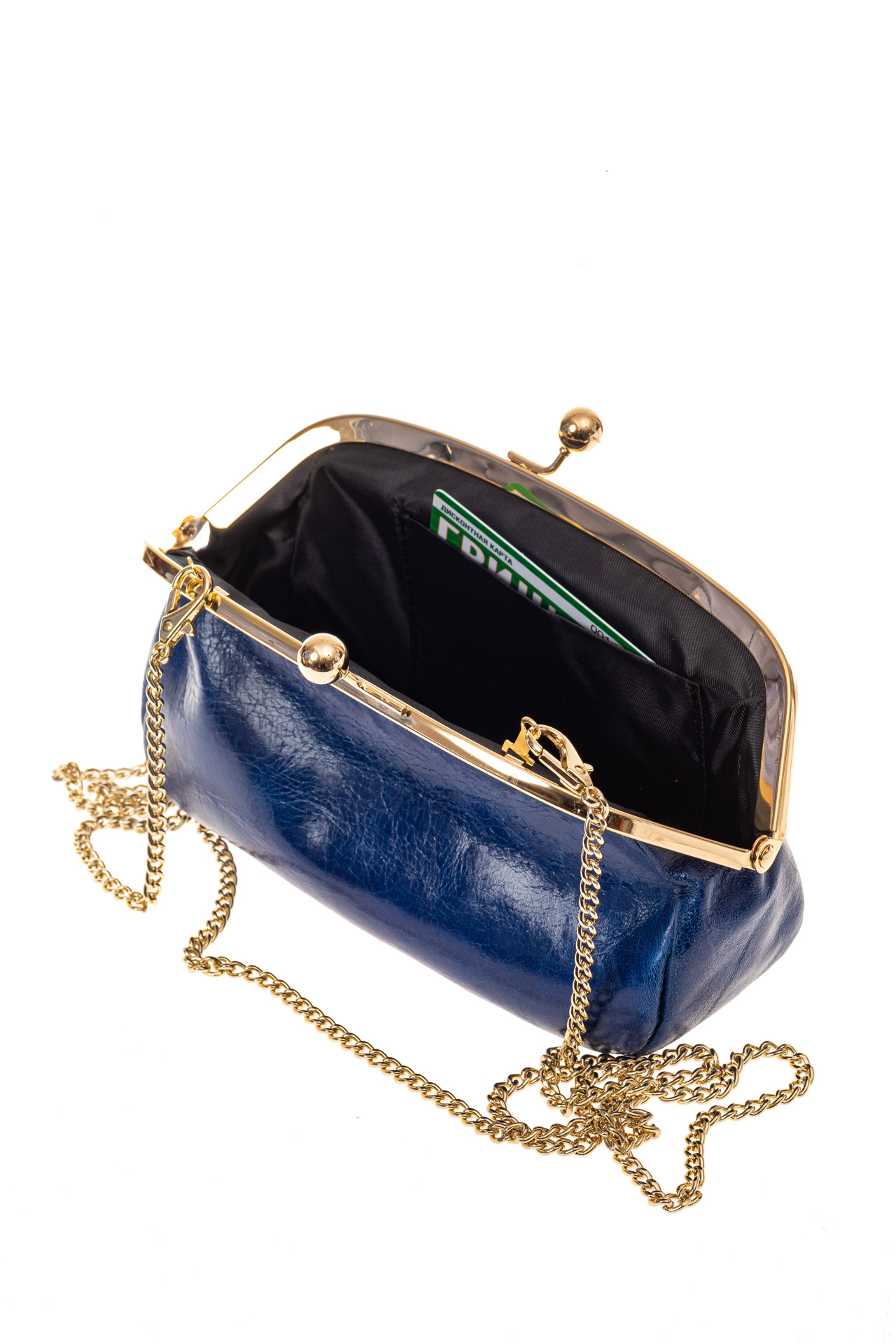 На фото 3 - Женская вечерняя сумочка с фермуаром, цвет синий
