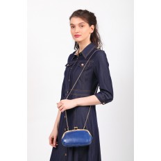 На фото 4 - Женская вечерняя сумочка с фермуаром, цвет синий