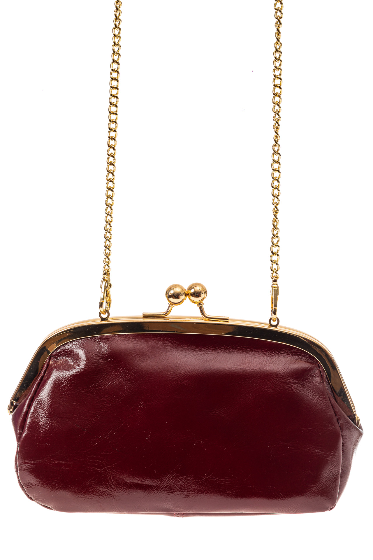На фото 2 - Женская вечерняя сумочка с фермуаром, цвет бордо