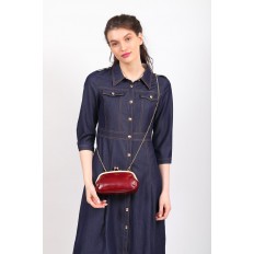 На фото 4 - Женская вечерняя сумочка с фермуаром, цвет бордо