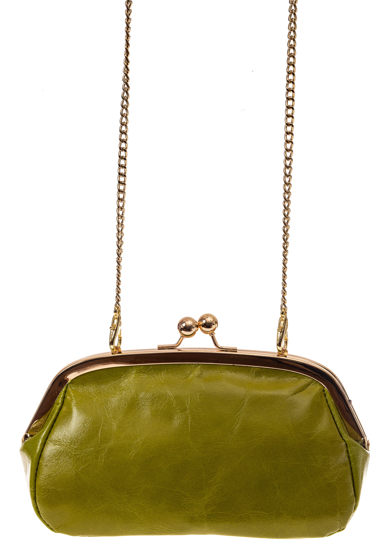 На фото 2 - Женская вечерняя сумочка с фермуаром, цвет зеленый