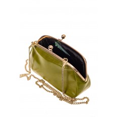 На фото 3 - Женская вечерняя сумочка с фермуаром, цвет зеленый