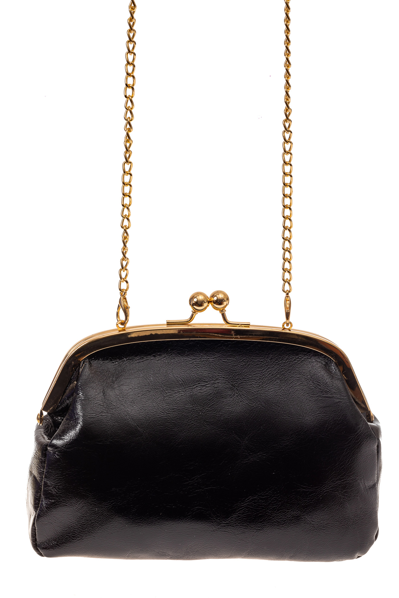 На фото 2 - Небольшая вечерняя сумочка с фермуаром, цвет черный