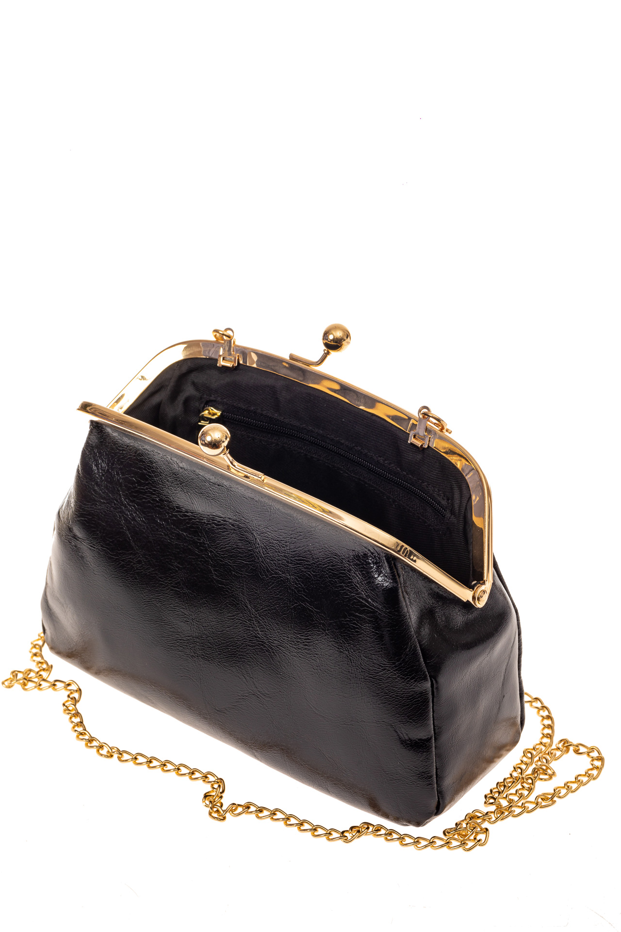 На фото 3 - Небольшая вечерняя сумочка с фермуаром, цвет черный