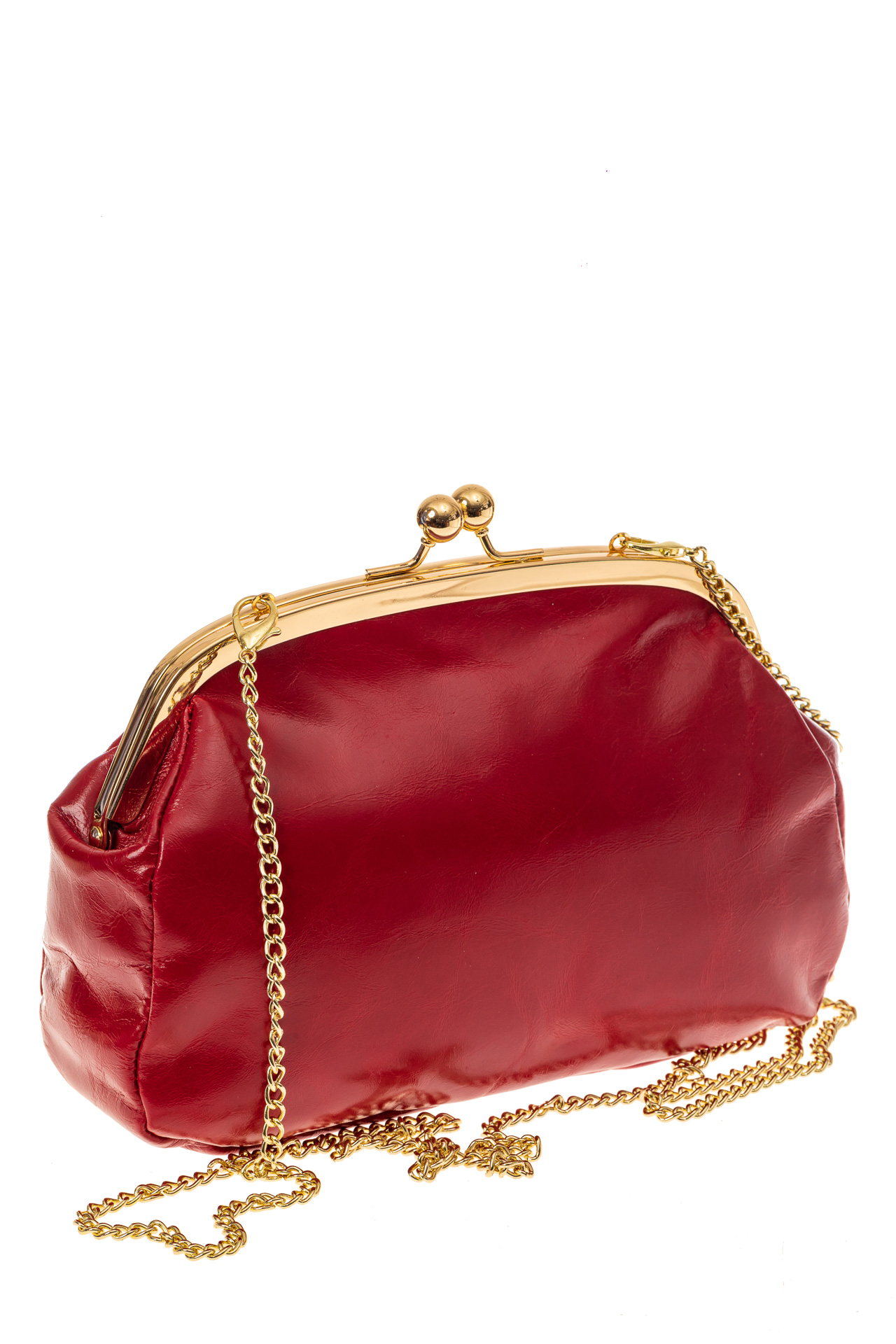 На фото 1 - Небольшая вечерняя сумочка с фермуаром, цвет красный