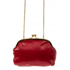 На фото 2 - Небольшая вечерняя сумочка с фермуаром, цвет красный