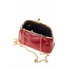 На фото 3 - Небольшая вечерняя сумочка с фермуаром, цвет красный