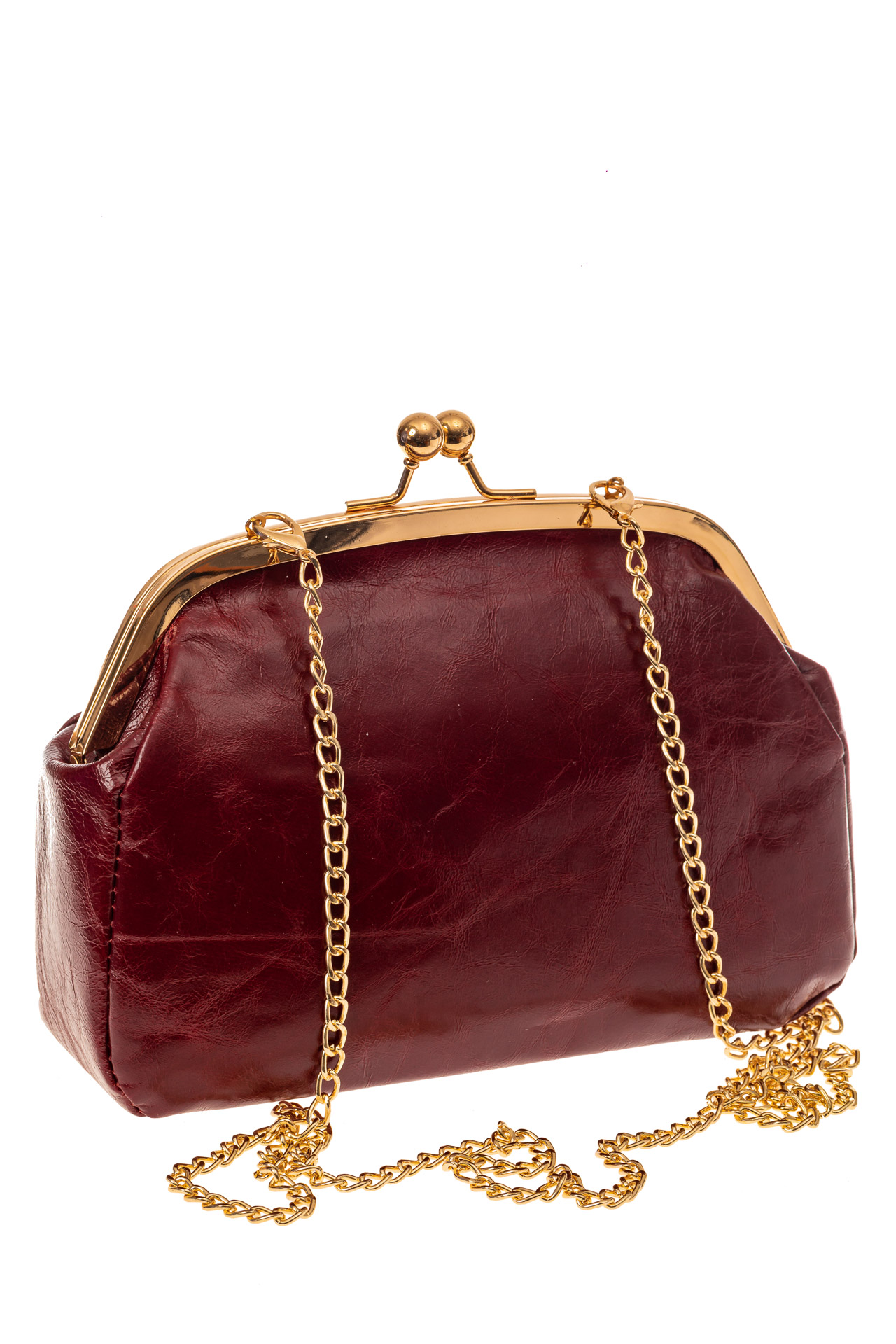 На фото 1 - Небольшая вечерняя сумочка с фермуаром, цвет бордо