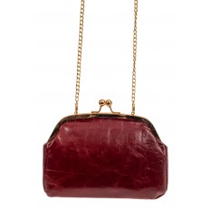 На фото 2 - Небольшая вечерняя сумочка с фермуаром, цвет бордо