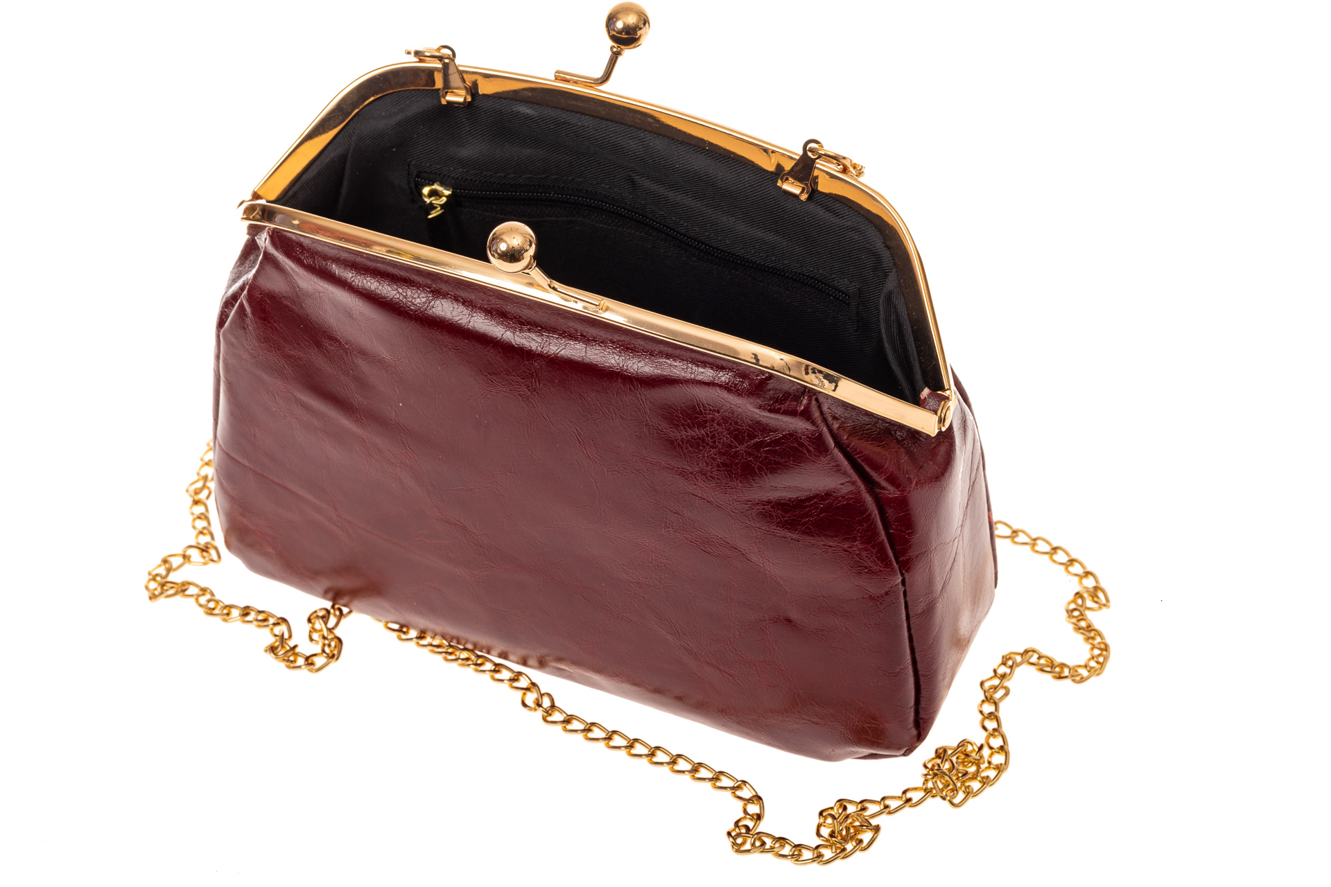 На фото 3 - Небольшая вечерняя сумочка с фермуаром, цвет бордо