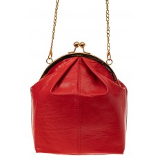 На фото 2 - Женская вечерняя сумочка с фермуаром, цвет красный