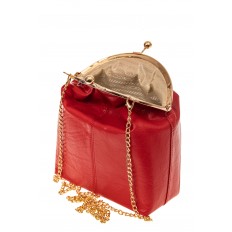 На фото 3 - Женская вечерняя сумочка с фермуаром, цвет красный