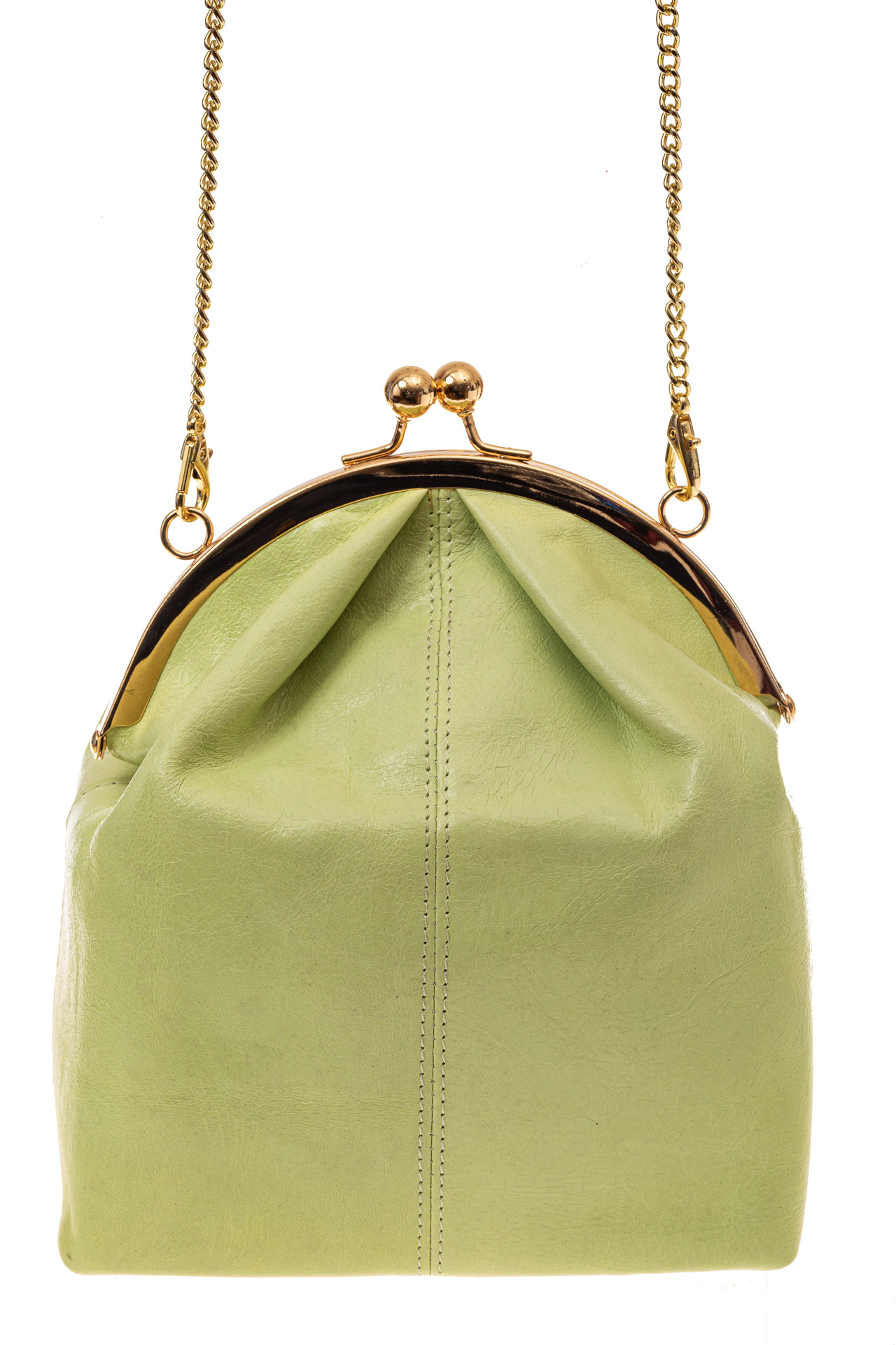 На фото 2 - Женская вечерняя сумочка с фермуаром, цвет салатовый