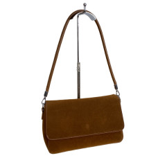 На фото 1 - Женская сумка из искусственной замши, цвет коричневый
