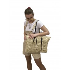 На фото 1 - Летняя сумка-шоппер из джута, цвет молочный