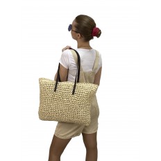 На фото 3 - Летняя сумка-шоппер из джута, цвет молочный